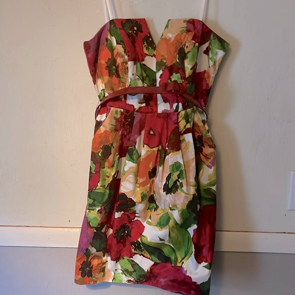 Jodi Kristopher strapless cocktail dress.